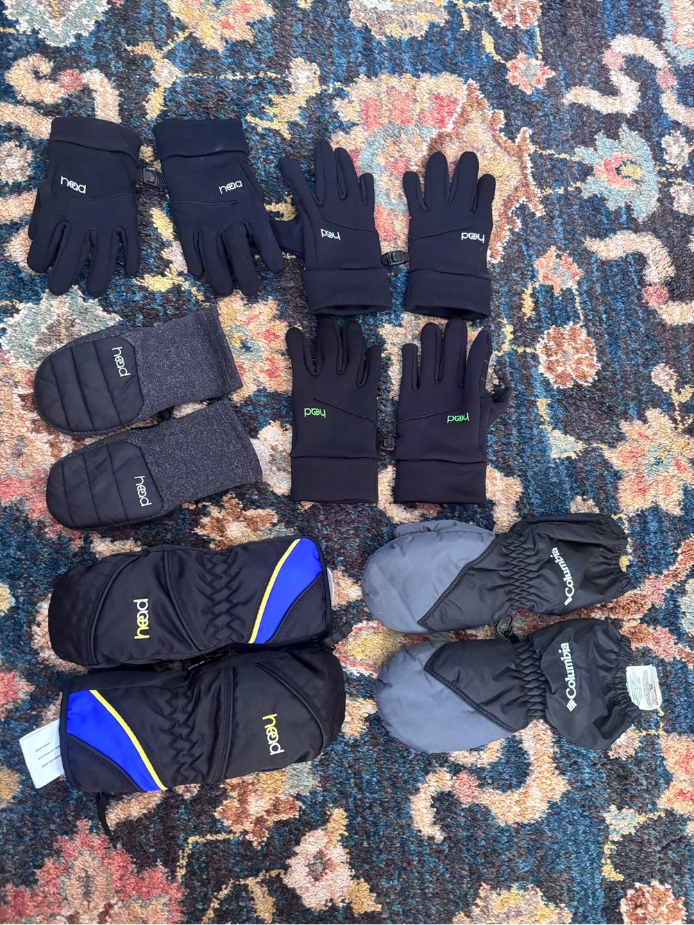 6 pairs Kids Winter Gloves and Mittens Pack - Black/Gray/Blue